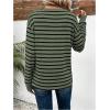 imageOYOANGLE Womens Striped Long Sleeve TShirt Casual Crew Neck Tee Tops Drop Shoulder TeesArmy Green
