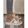 imageOYOANGLE Womens Studded Double Buckle Strap Footbed Sandals Fashion Platform Slip on Slides SandalsBeige