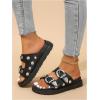 imageOYOANGLE Womens Studded Double Buckle Strap Footbed Sandals Fashion Platform Slip on Slides SandalsBlack