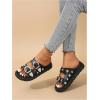 imageOYOANGLE Womens Studded Double Buckle Strap Footbed Sandals Fashion Platform Slip on Slides SandalsBlack