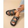 imageOYOANGLE Womens Studded Double Buckle Strap Footbed Sandals Fashion Platform Slip on Slides SandalsBlack