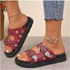 imageOYOANGLE Womens Studded Double Buckle Strap Footbed Sandals Fashion Platform Slip on Slides SandalsBurgundy