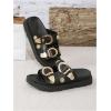 imageOYOANGLE Womens Studded Double Buckle Strap Footbed Sandals Fashion Platform Slip on Slides SandalsGold