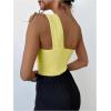 imageOYOANGLE Womens Textured One Shoulder Twist Front Ruched Bodysuit Sleeveless Tank Top Body SuitsLight Yellow