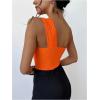 imageOYOANGLE Womens Textured One Shoulder Twist Front Ruched Bodysuit Sleeveless Tank Top Body SuitsOrange