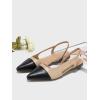 imageOYOANGLE Womens Two Tone Pointed Toe Slingback Flats Summer Casual Dressy ShoesBeige Black