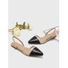 imageOYOANGLE Womens Two Tone Pointed Toe Slingback Flats Summer Casual Dressy ShoesBeige Black