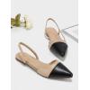 imageOYOANGLE Womens Two Tone Pointed Toe Slingback Flats Summer Casual Dressy ShoesBeige Black