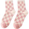 imageOYOANGLE Womens 1 Pair Cute Plaid Print Knit Ankle Crew Socks Soft Casual Colorblock Pattern SocksPink