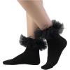 imageOYOANGLE Womens 1 Pair Mesh Ruffle Frilly Socks Lace Trim Princess Socks Soft Lightweight Knit Ankle SocksBlack