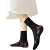 imageOYOANGLE Womens 3 Pairs Lace Mesh Lettuce Trim Crew Socks Set Breathable Ruffle Frilly Slouch SockBlack White Beige