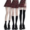 imageOYOANGLE Womens 3 Pairs Mid Calf Socks Over The Knee Thigh High Solid Breathable StockingsBlack