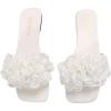 imageOYOANGLE Womens 3D Floral Flat Sandals Square Open Toe PU Leather Slip on SlidesWhite