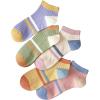 imageOYOANGLE Womens 5 Pairs Colorblock Striped Ankle Socks Rib Knit Lightweight Low Cut Socks Athletic Crew SocksMulticolor