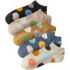 imageOYOANGLE Womens 5 Pairs Polka Dots Low Cut Ankle Socks Color Block Breathable Knitted Crew Socks Fun Novelty SocksMulticolor