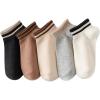 imageOYOANGLE Womens 5 Pairs Striped Print Crew Socks Knitted Lightweight Breathable Ankle Socks Sport Casual Athletic SocksMulticolor
