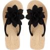imageOYOANGLE Womens Applique Decor Open Toe Flip Flop Sandals Casual Outdoor Flat SlippersBlack