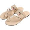 imageOYOANGLE Womens Boho Floral Embroidered Flat Sandals Toe Ring Leather Flip Flops Vacation Beach Thong SandalsBeige