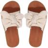 imageOYOANGLE Womens Bow Knot PU Leather Open Toe Flat Sandals Summer Slip on Slide SandalBeige