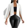 imageOYOANGLE Womens Cape Long Sleeve Cropped Blazer Jacket Open Front Solid Elegant Trendy Cardigan CoatsWhite