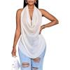 imageOYOANGLE Womens Cowl Neck Halter Top Tie Backless Shirts Y2k Going Out Clubwear See Through TopsApricot