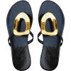imageOYOANGLE Womens Metal Decor Flip Flop Thong Sandals Comfortable Slip on Flat SandalsBlack and Gold