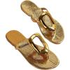 imageOYOANGLE Womens Metal Decor Flip Flop Thong Sandals Comfortable Slip on Flat SandalsGold