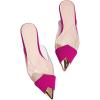 imageOYOANGLE Womens Metallic Transparent PVC Pointed Toe Flat Shoes Slip On Casual Outdoor Flat MulesRed Violet