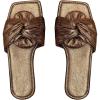 imageOYOANGLE Womens Metallic Twist Front Open Toe Flat Sandals Fashion Slide SandalsChocolate Brown