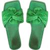 imageOYOANGLE Womens Metallic Twist Front Open Toe Flat Sandals Fashion Slide SandalsGreen