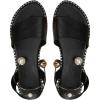 imageOYOANGLE Womens Pearl Decor Clear Straps Open Toe Flat Sandals Leather Outdoor Beach SandalsDeep Black