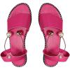 imageOYOANGLE Womens Pearl Decor Clear Straps Open Toe Flat Sandals Leather Outdoor Beach SandalsHot Pink