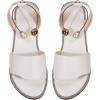 imageOYOANGLE Womens Pearl Decor Clear Straps Open Toe Flat Sandals Leather Outdoor Beach SandalsLight White