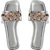 imageOYOANGLE Womens Rhinestone Flower Decor Clear Strap Sandals Square Toe Flat SandalsSilver