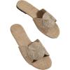 imageOYOANGLE Womens Round Decor Open Toe Flat Sandals Solid Casual Summer Outdoor Boho Beach SlidesKhaki
