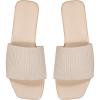 imageOYOANGLE Womens Single Band Square Open Toe Slide Sandals Summer Slip on Flat SandalsBeige