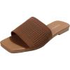 imageOYOANGLE Womens Single Band Square Open Toe Slide Sandals Summer Slip on Flat SandalsBrown