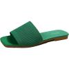 imageOYOANGLE Womens Single Band Square Open Toe Slide Sandals Summer Slip on Flat SandalsGreen