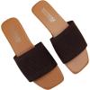 imageOYOANGLE Womens Single Band Square Open Toe Slide Sandals Summer Slip on Flat SandalsMocha Brown