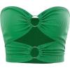 imageOYOANGLE Womens Strapless Sleeveless Off Shoulder Fit Solid Ring Cut Out Cami Crop TopGreen