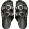 imageOYOANGLE Womens Studded Double Buckle Strap Footbed Sandals Fashion Platform Slip on Slides SandalsBlack