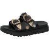 imageOYOANGLE Womens Studded Double Buckle Strap Footbed Sandals Fashion Platform Slip on Slides SandalsGold