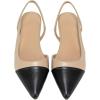 imageOYOANGLE Womens Two Tone Pointed Toe Slingback Flats Summer Casual Dressy ShoesBeige Black