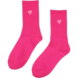 imageOYOANGLE Womens 1 Pairs Casual Heart Print Crew Socks Athletic Ankle Dress SocksHot Pink