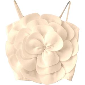 imageOYOANGLE Womens 3D Floral Cami Crop Tops Sleeveless Backless Summer Going Out Tops Vacation Party OutfitsApricot