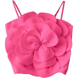 imageOYOANGLE Womens 3D Floral Cami Crop Tops Sleeveless Backless Summer Going Out Tops Vacation Party OutfitsHot Pink