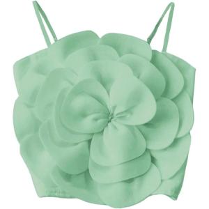 imageOYOANGLE Womens 3D Floral Cami Crop Tops Sleeveless Backless Summer Going Out Tops Vacation Party OutfitsMint Green