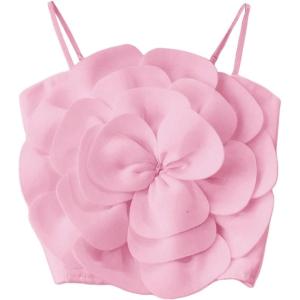 imageOYOANGLE Womens 3D Floral Cami Crop Tops Sleeveless Backless Summer Going Out Tops Vacation Party OutfitsPastel Pink