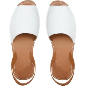 imageOYOANGLE Womens Peep Toe Slingback Flat Sandals Summer Comfortable Outdoor Casual SlidesWhite