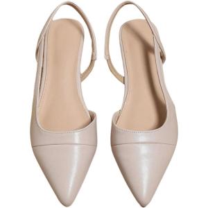 imageOYOANGLE Womens Pointed Toe Slingback Flats Slip on Flats Casual Dressy Office Work ShoesBeige